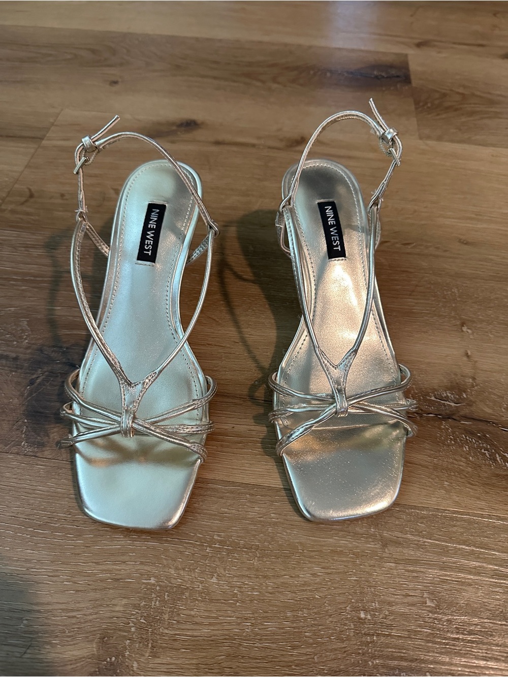 Nine West Rose Gold Strappy Knotted Slingback Heels